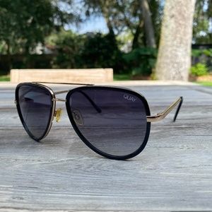 QUAY Australia All In Aviator Black/Smoke Sunglasses